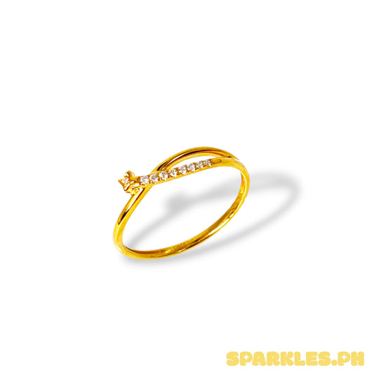 18k Natural Diamond - Cross Band Ring Size 5