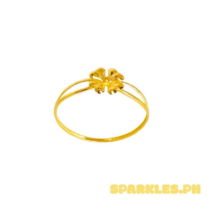 18k Saudi Gold Four Leaf Ring - SKU-DZNB6W39