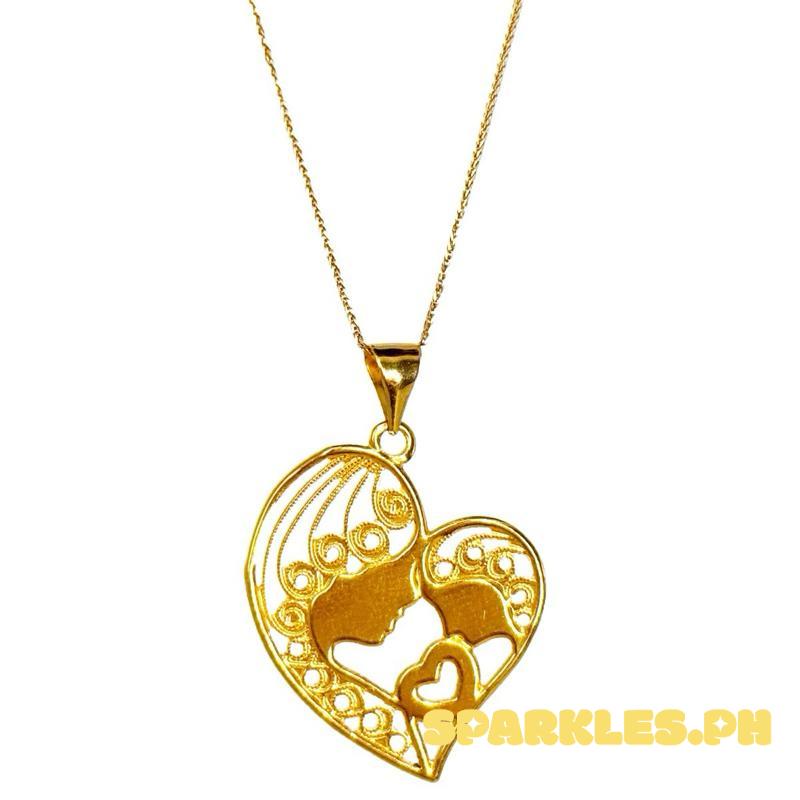 18k Saudi Gold Set Love Mary & Child + Foxtail Chain 18”