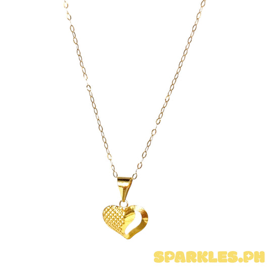 Level 1 Tauco style Chain necklace+18k saudi gold broken heart pendant solid pawnable
