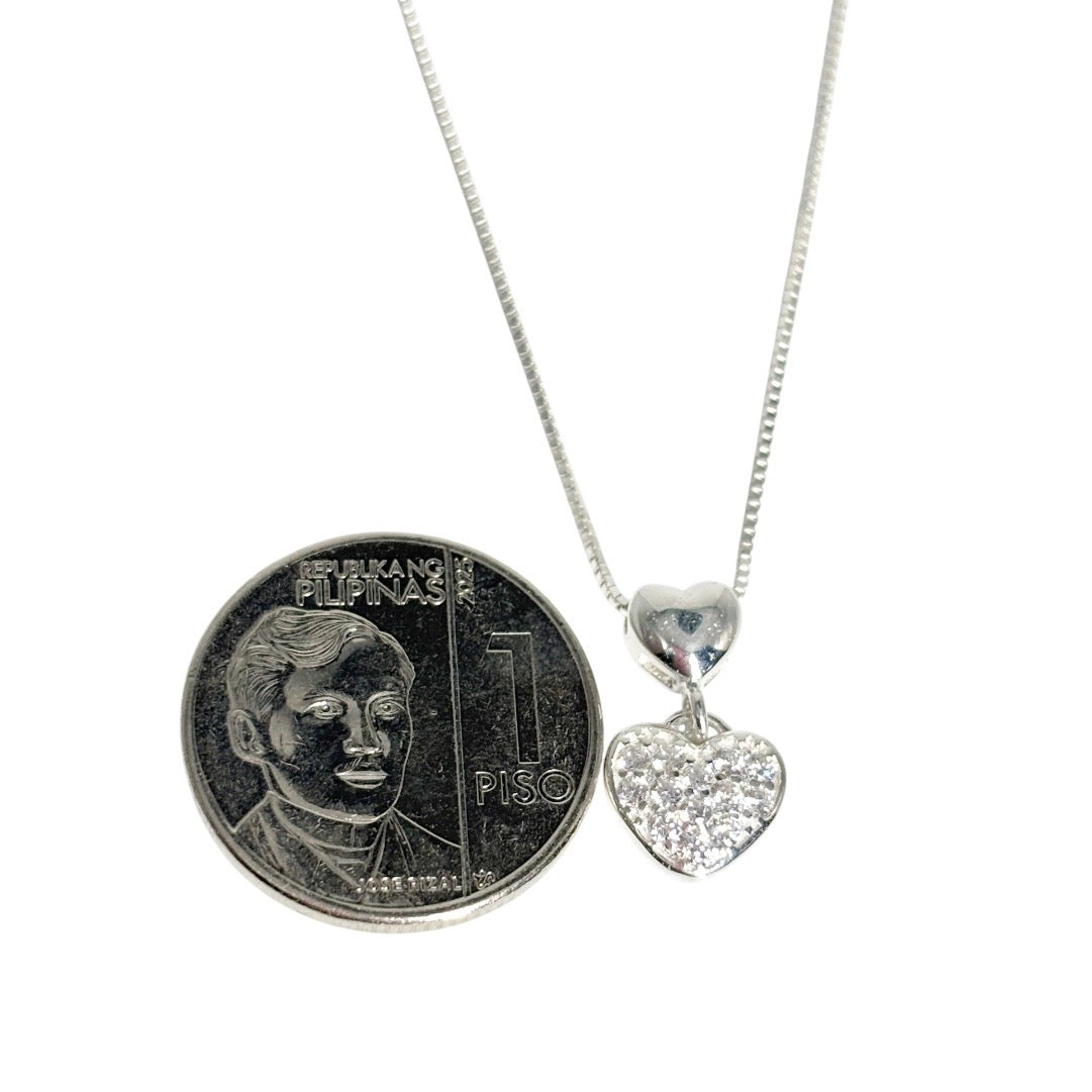 MT - 92.5 Sterling Silver - Heart Drop Necklace