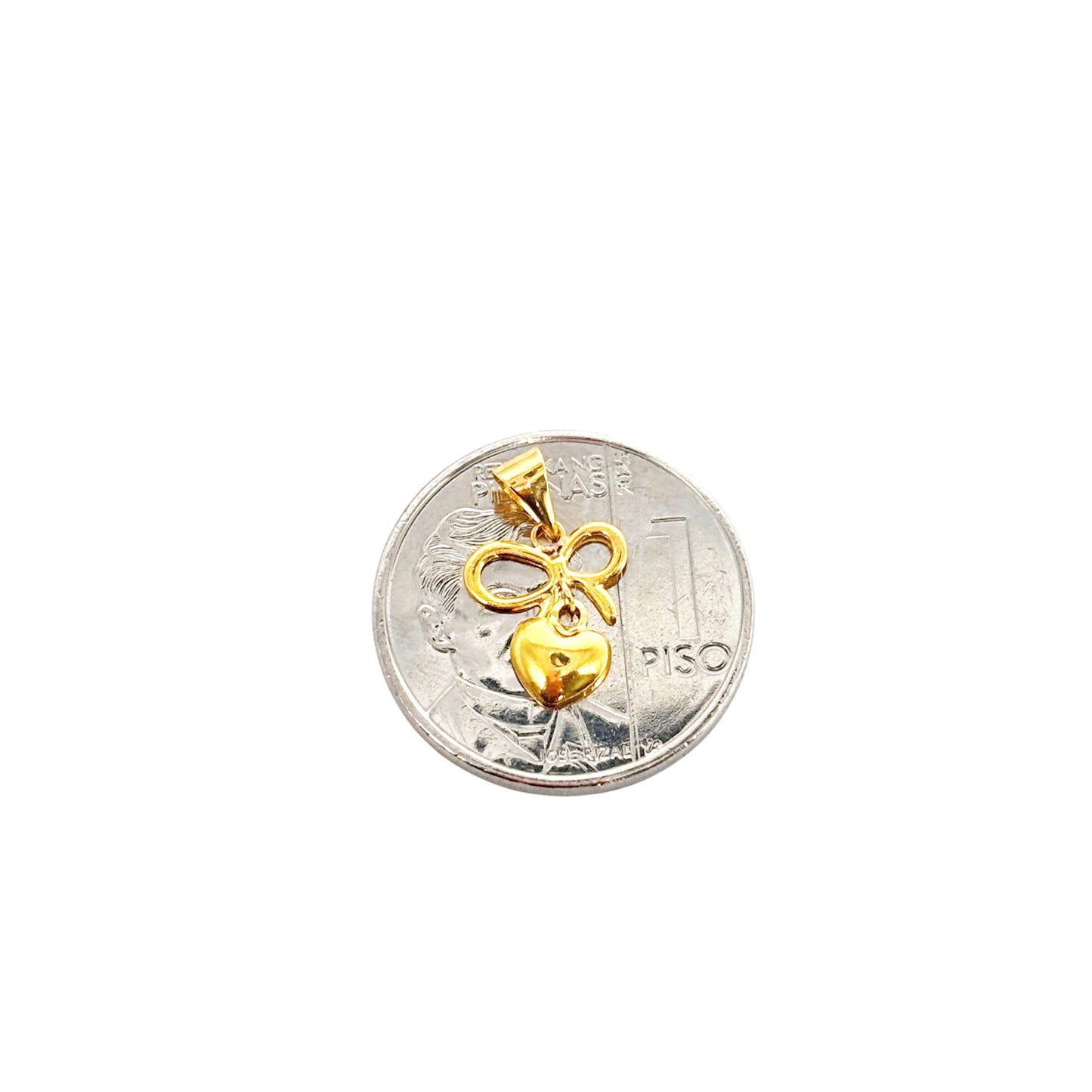 18k Saudi Gold Bow Heart Pendant - SKUMY2626PEN