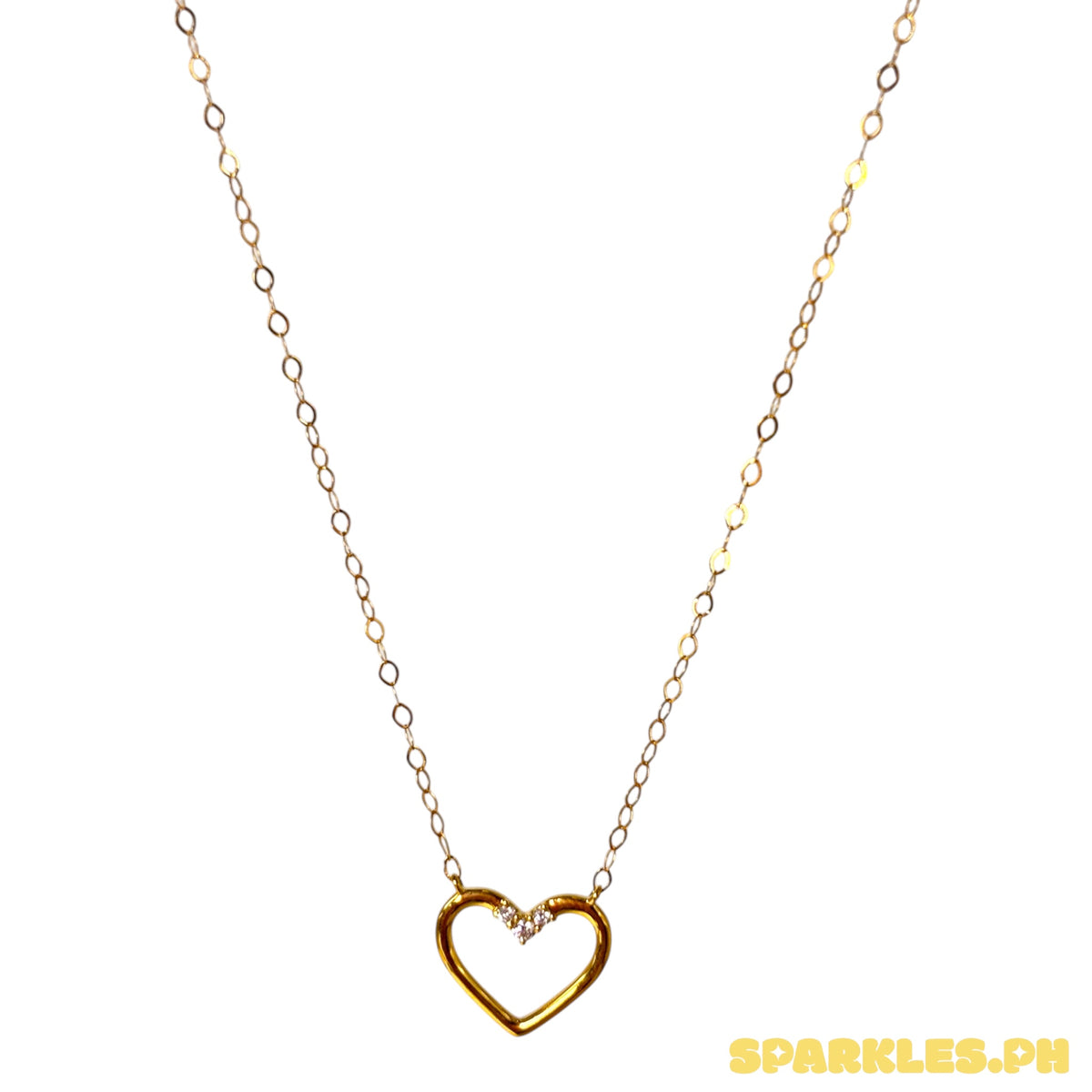 18k Natural Diamond - YG Simple Open Heart Necklace V1