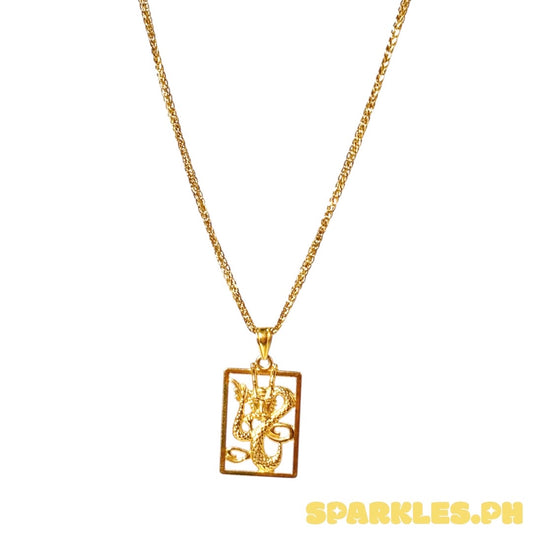 18k Saudi Gold Foxtail Chain Makapal 20”+ 18k Saudi Gold Mini Frame Dragon Pendant