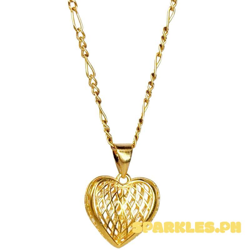 18k Saudi Gold Set Gabriella’s Heart + Figaru Chain 18”