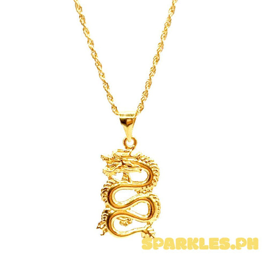 18k Saudi Gold Set Spiral Dragon + Rope Chain 20"