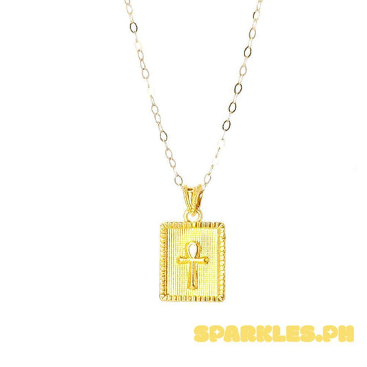 18k Saudi Gold Set Square Cross Hollow+ Tauco Chain lv1