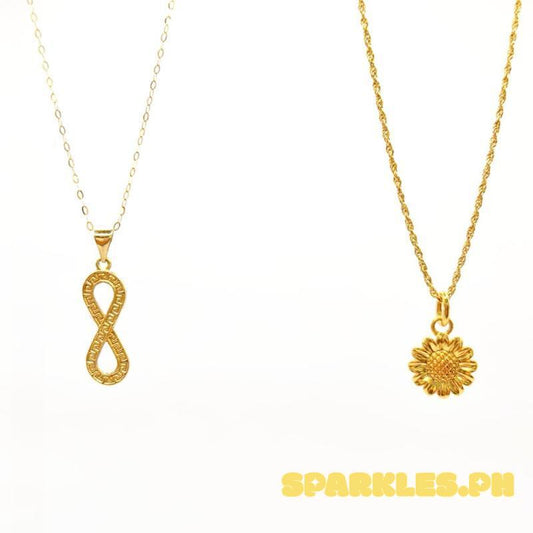 18k Saudi Gold Combo Set F Style Infinity + Tauco Chain lv1 & Sunflower AMPAW + Rope Chain 16”