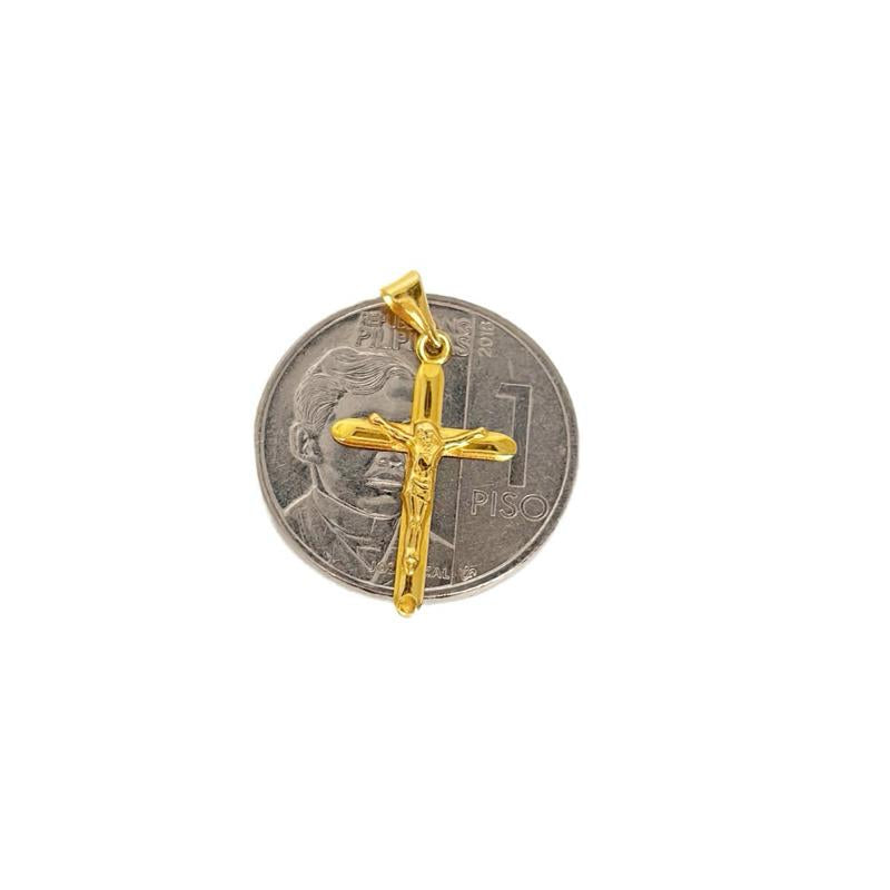 18k Saudi Gold Set Jesus Cross Plain + Figaru Chain 20”