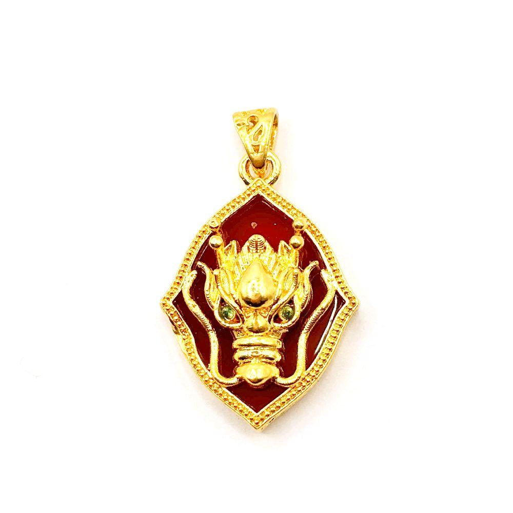 AMPAW/HOLLOW 18k Saudi Gold Dragon Shield  Pendant - SKU UFX35JOP
