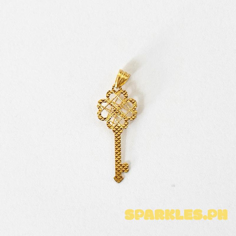 18k Saudi Gold Flower Key Pendant - SKU-Y2UZG2MA
