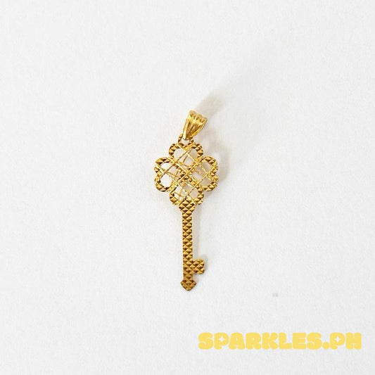 18k Saudi Gold Flower Key Pendant - SKU-Y2UZG2MA