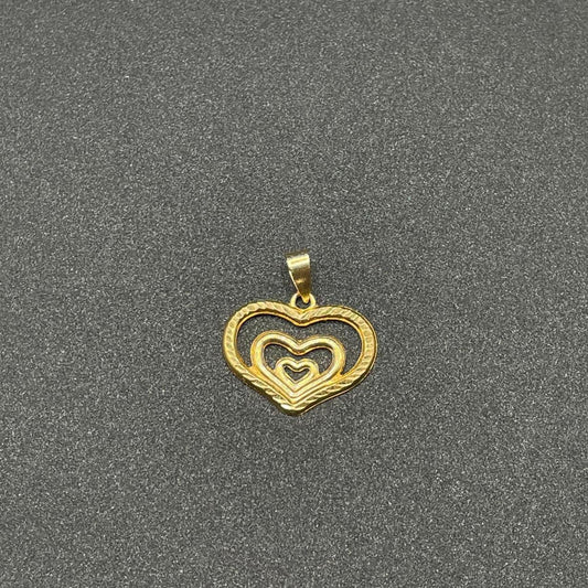 18k Saudi Gold Dia Triple Heart Pendant Solid Pawnable