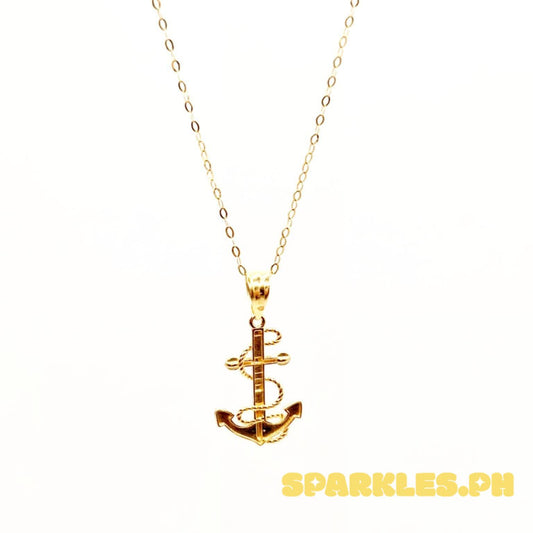 18k Saudi Gold Set Anchor Cross + Tauco Chain 1.5