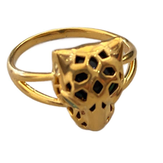 18k Saudi Gold Panther Ring Double Line Makapal
