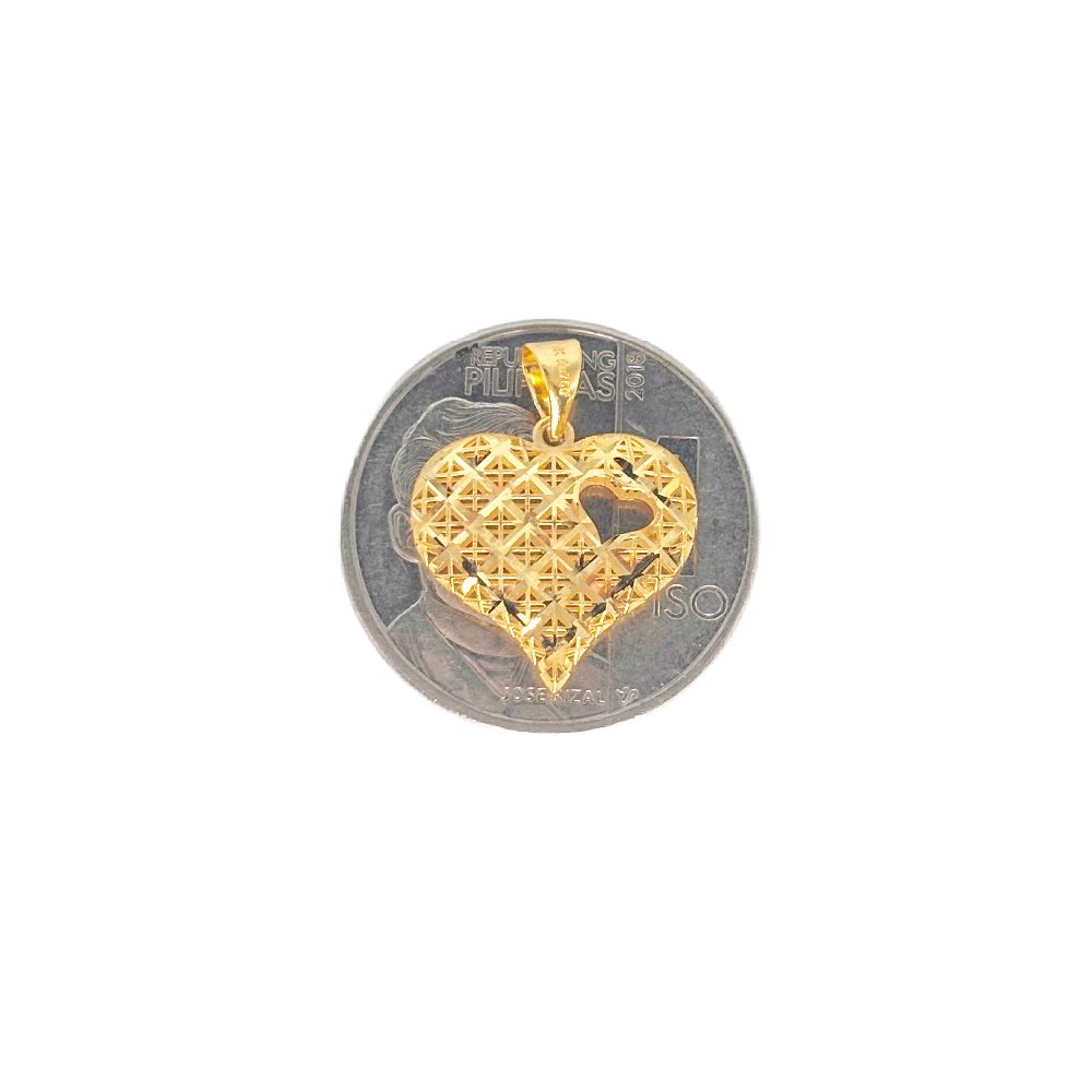 18k Saudi Gold Set Dazzle Heart + Foxtail Chain 18"