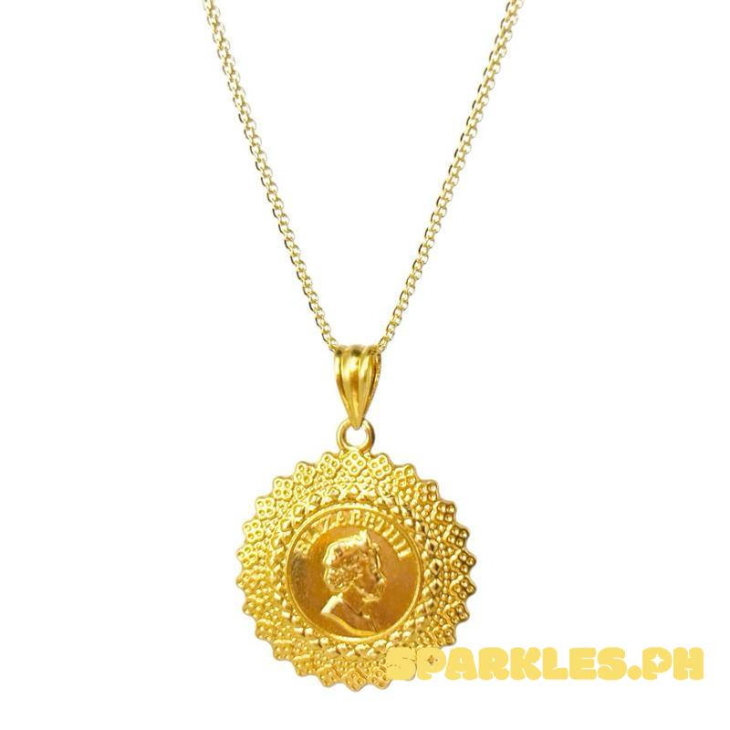 18k Saudi Gold Set Queen Elizabeth Medallion + Bismark Chain 18”