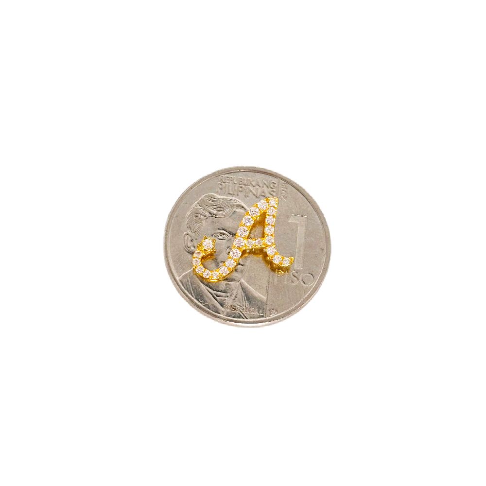 18k Saudi Gold Moissanite Letter - A Pendant - SKU-3P5QQWV9