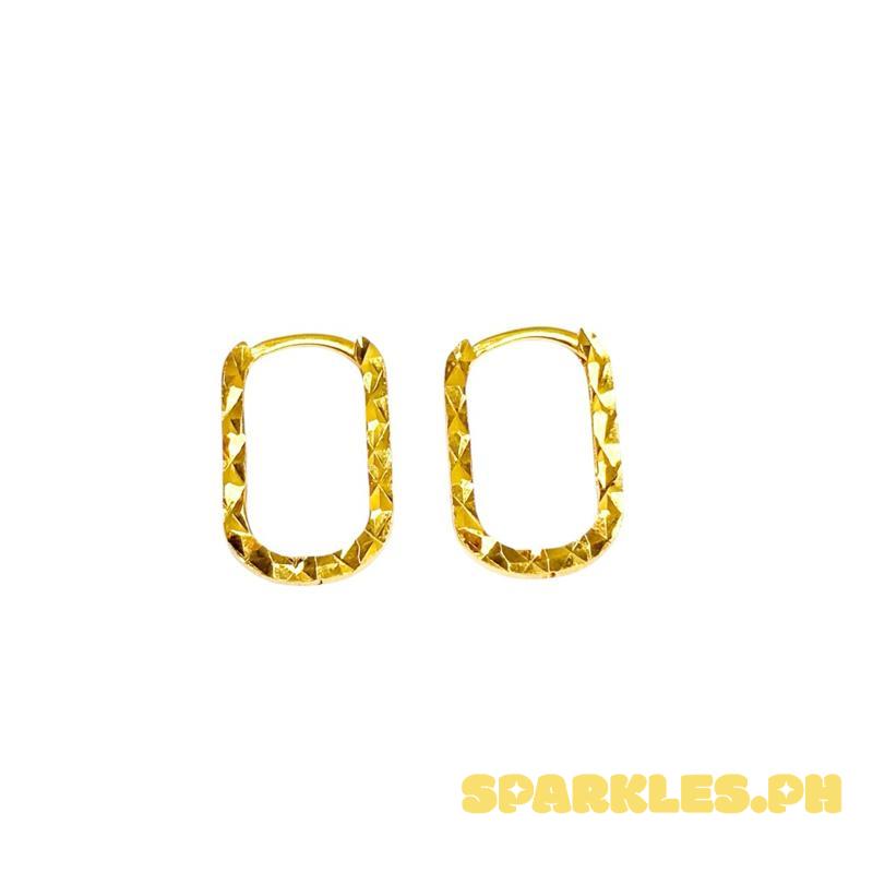 18k Saudi Gold Diacut Capsule Earring - SKUMR1326EAR1