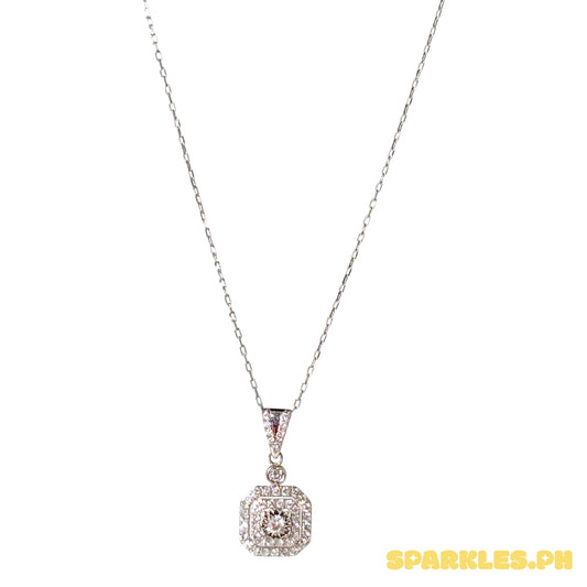 18k Natural Diamond - Crystal Frame Necklace