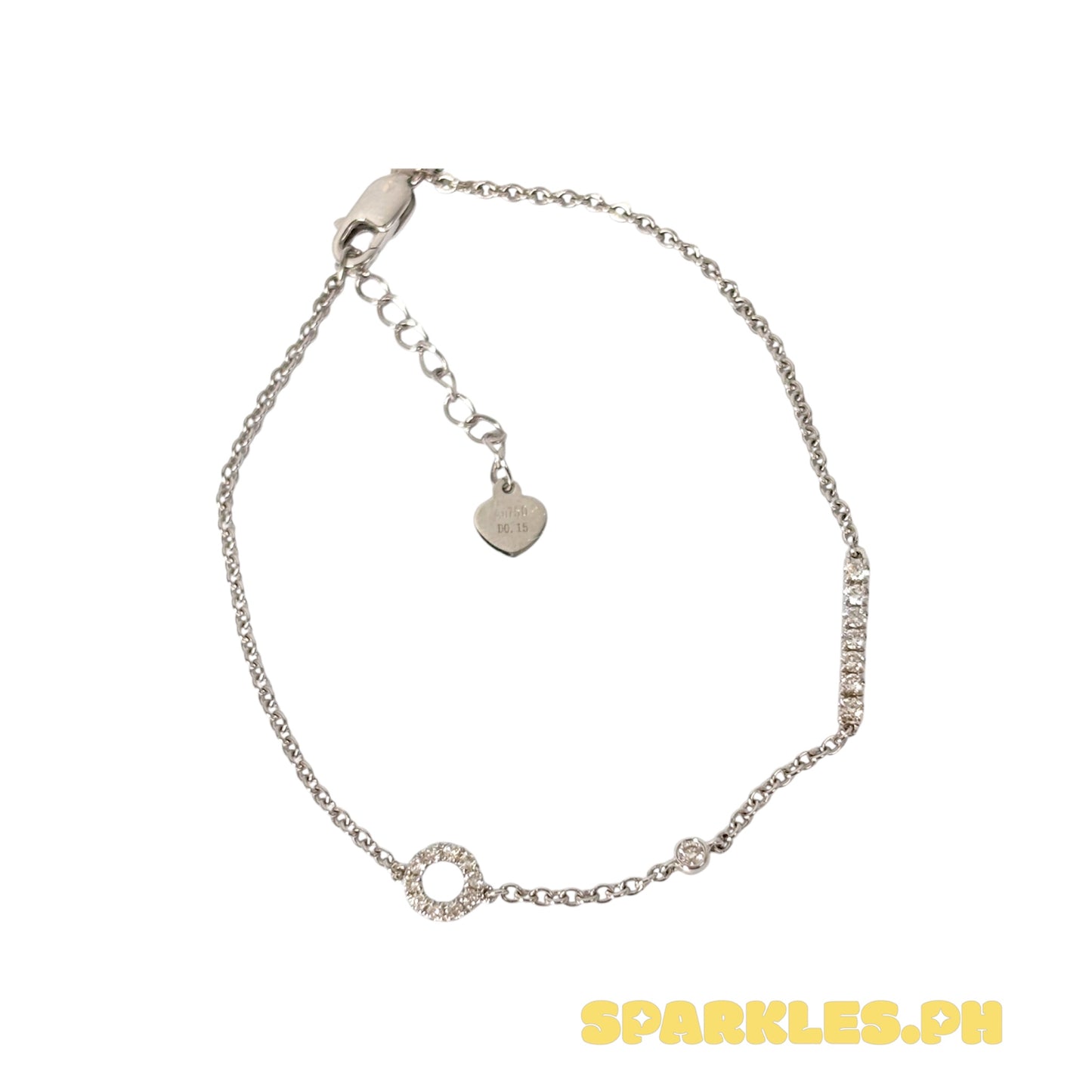 18k Natural Diamond 0.15 Oct White Gold Lobster Lock Bracelet - SKU-QN4EE3TQ
