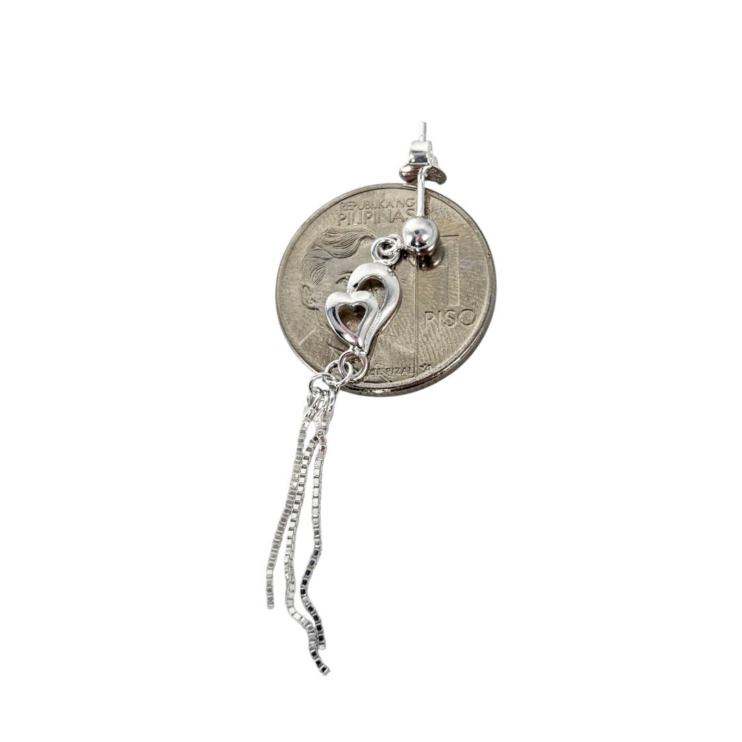 92.5 Sterling Silver - Heart Swing Earrings