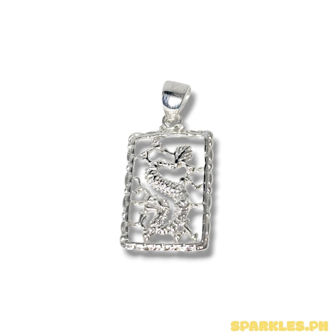 92.5 Sterling Silver - Frame Dragon Pendant
