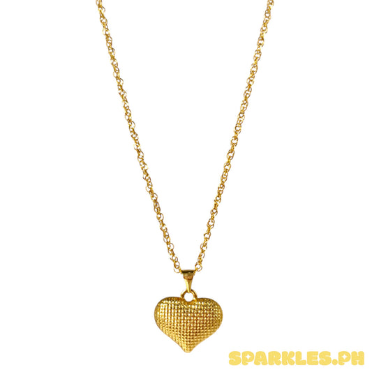 18k Saudi Gold Millipedes Chain 18" + 18k Saudi Gold Jumbo Dotted Heart Pendant
