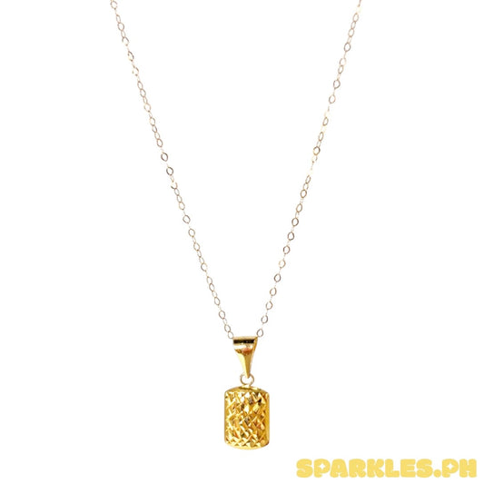 18k Saudi Gold Tauco Chain Level 1 + 18k Saudi Gold Square Diacut Pendant