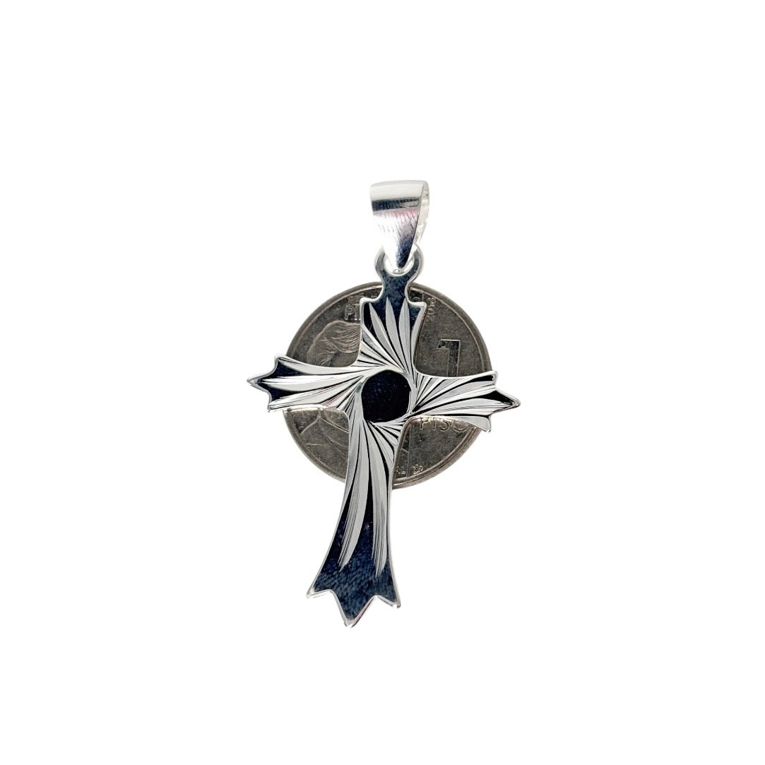 92.5 Sterling Silver - Radiant Cross Pendant