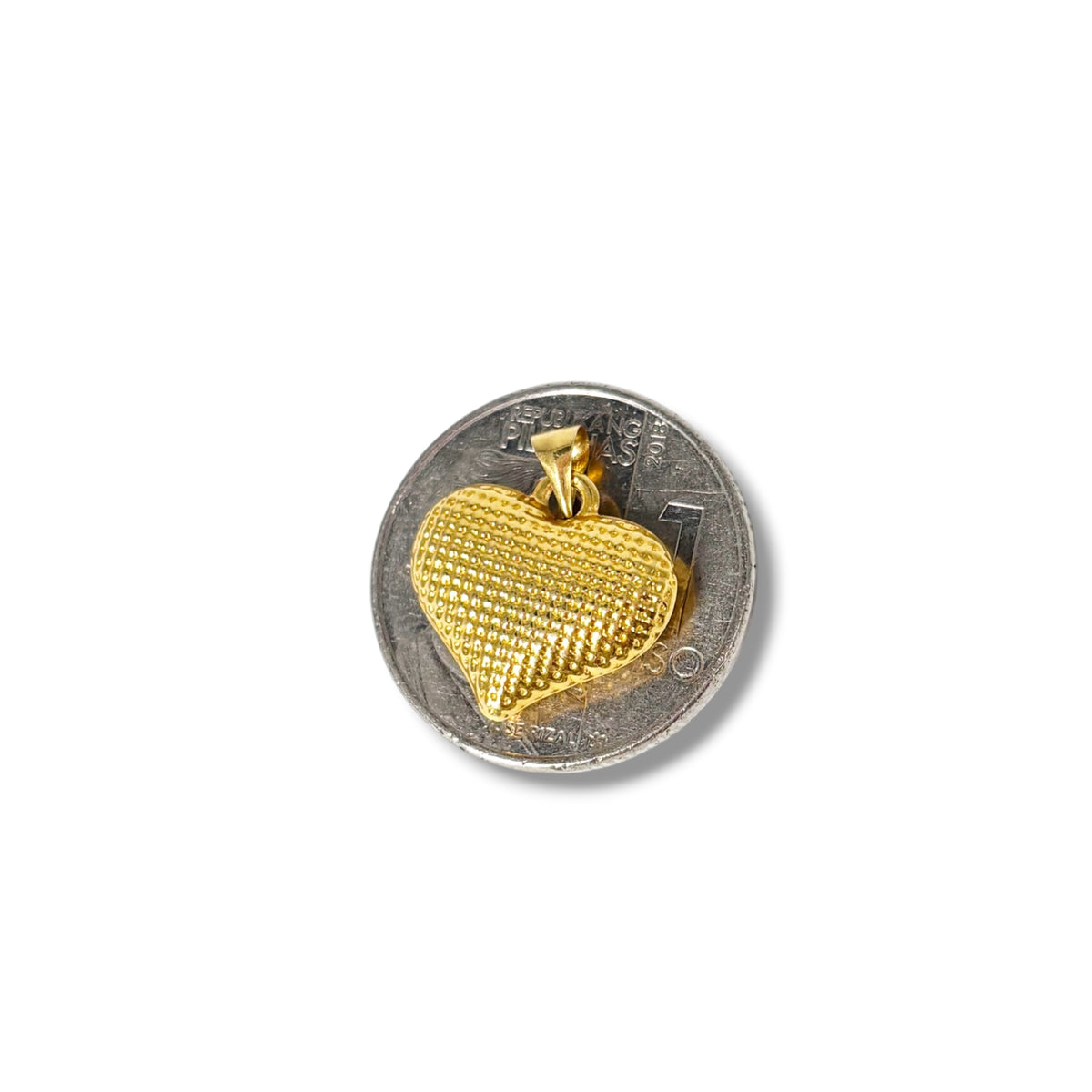 18k Saudi Gold Millipedes Chain 18" + 18k Saudi Gold Jumbo Dotted Heart Pendant