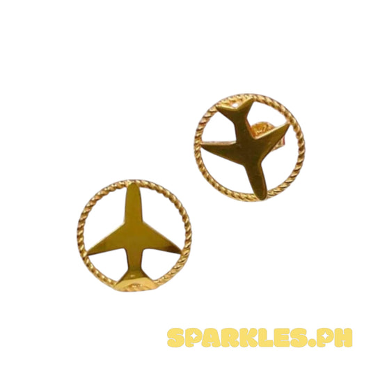 18k Saudi Gold Airplane Earring
