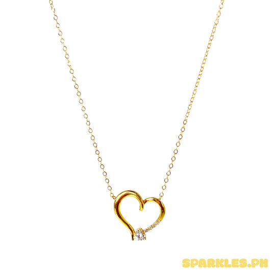 18k Natural Diamond - Yellow Gold Happy Heart Necklace