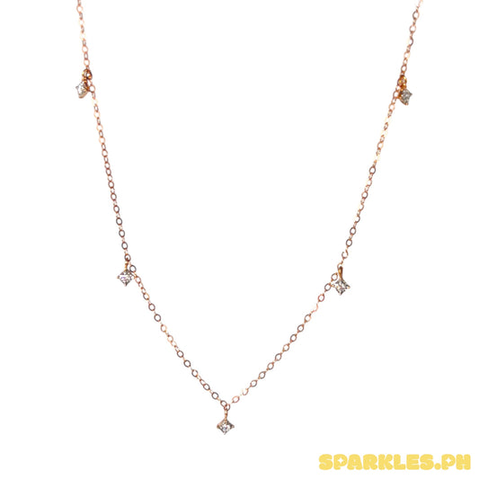 18k Natural Diamond - Rose Gold Station Necklace