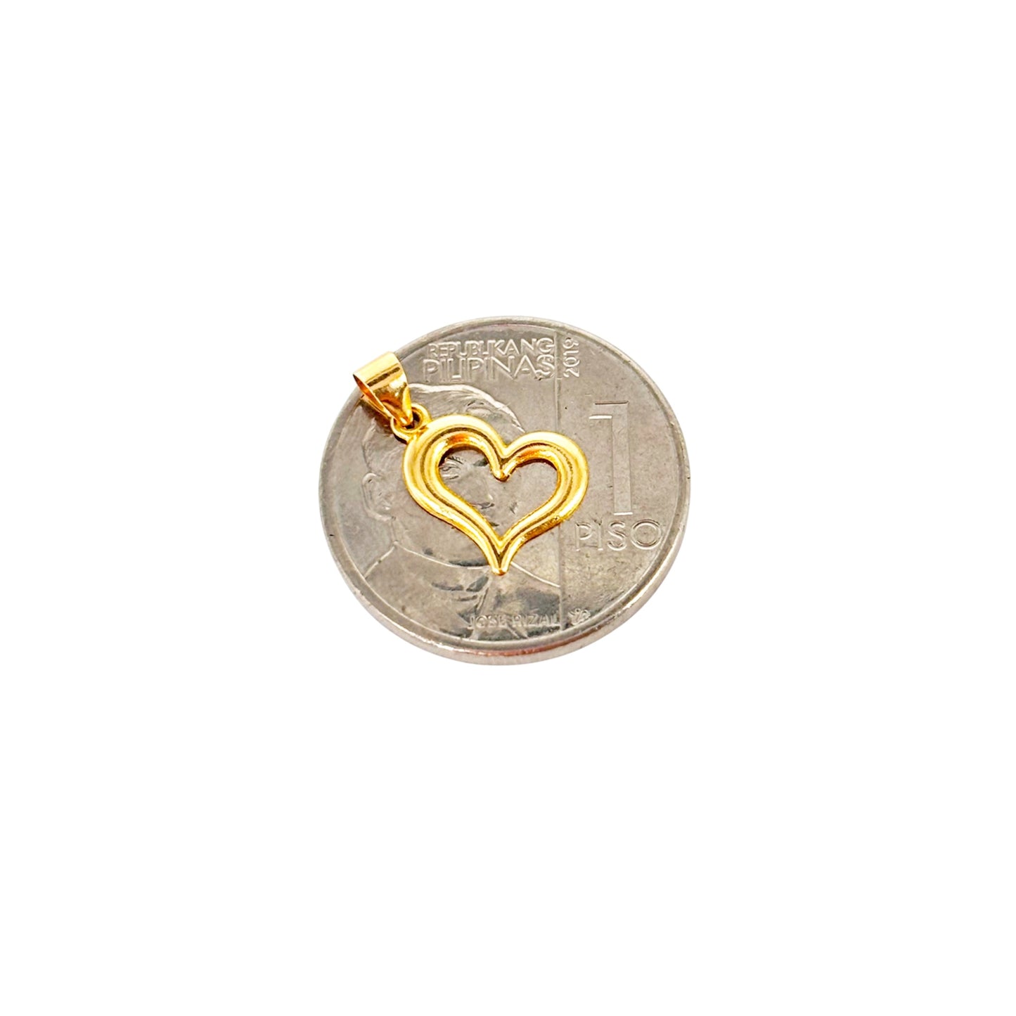 18k Gold 18 inches Rope Chain light weight + 18k Saudi Gold Mini Love PENDANT