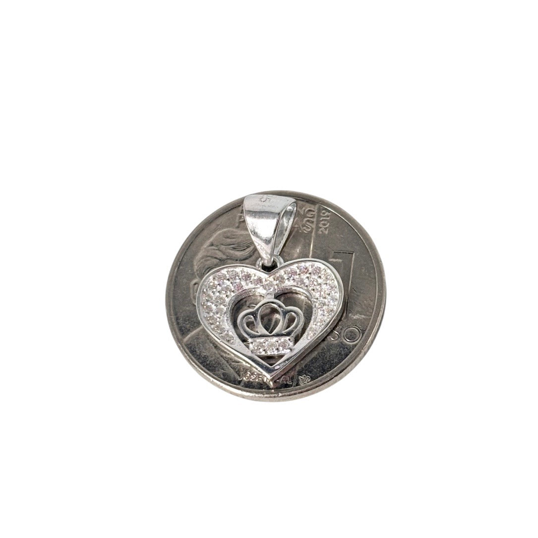 92.5 Sterling Silver - Crown Heart Pendant