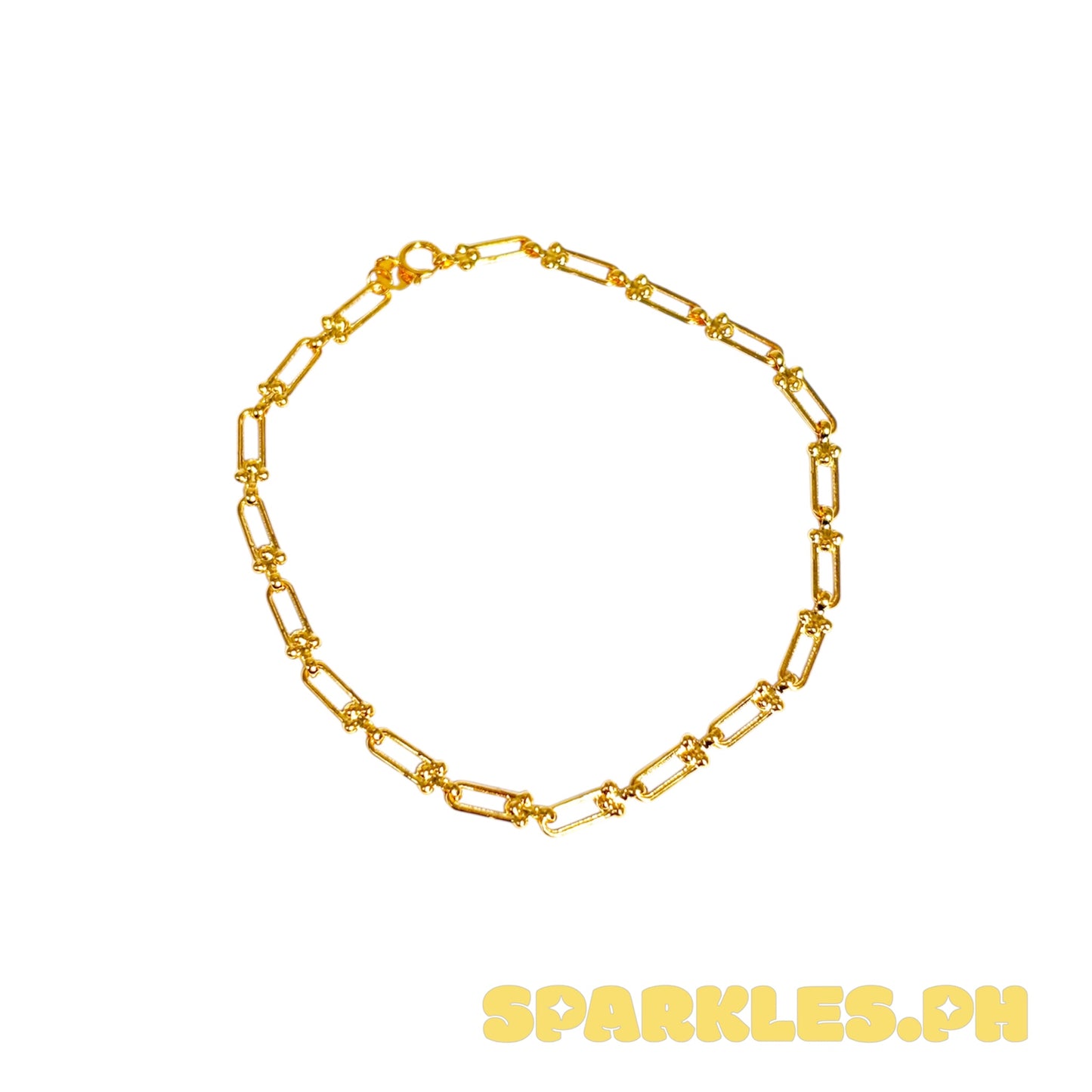 18k Saudi Gold Center Heart U Bar Bracelet 7.5” - SKU-VYLN912Y