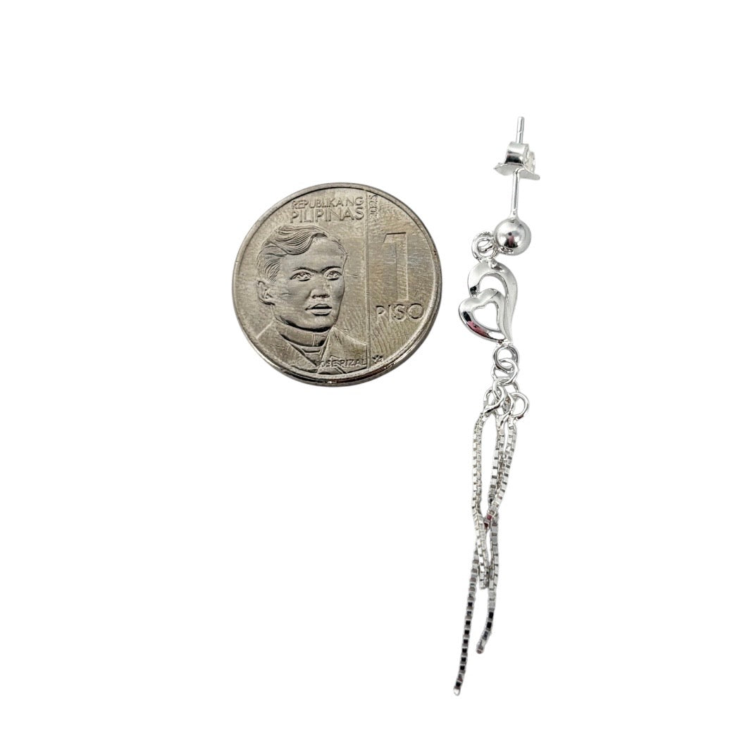 92.5 Sterling Silver - Heart Swing Earrings