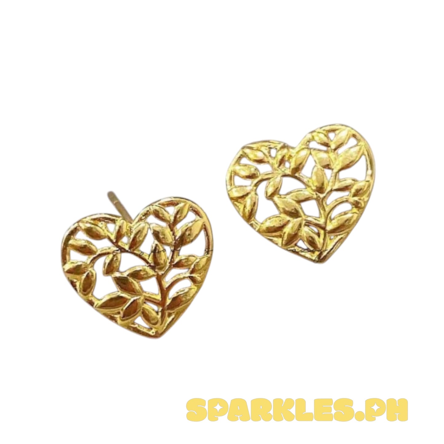 18k Saudi Gold Leaf Heart Earring