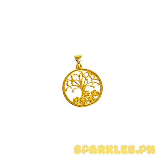 18k Saudi Gold Circle Tree Pendant .29 grams - SKU-9LFBGGE5