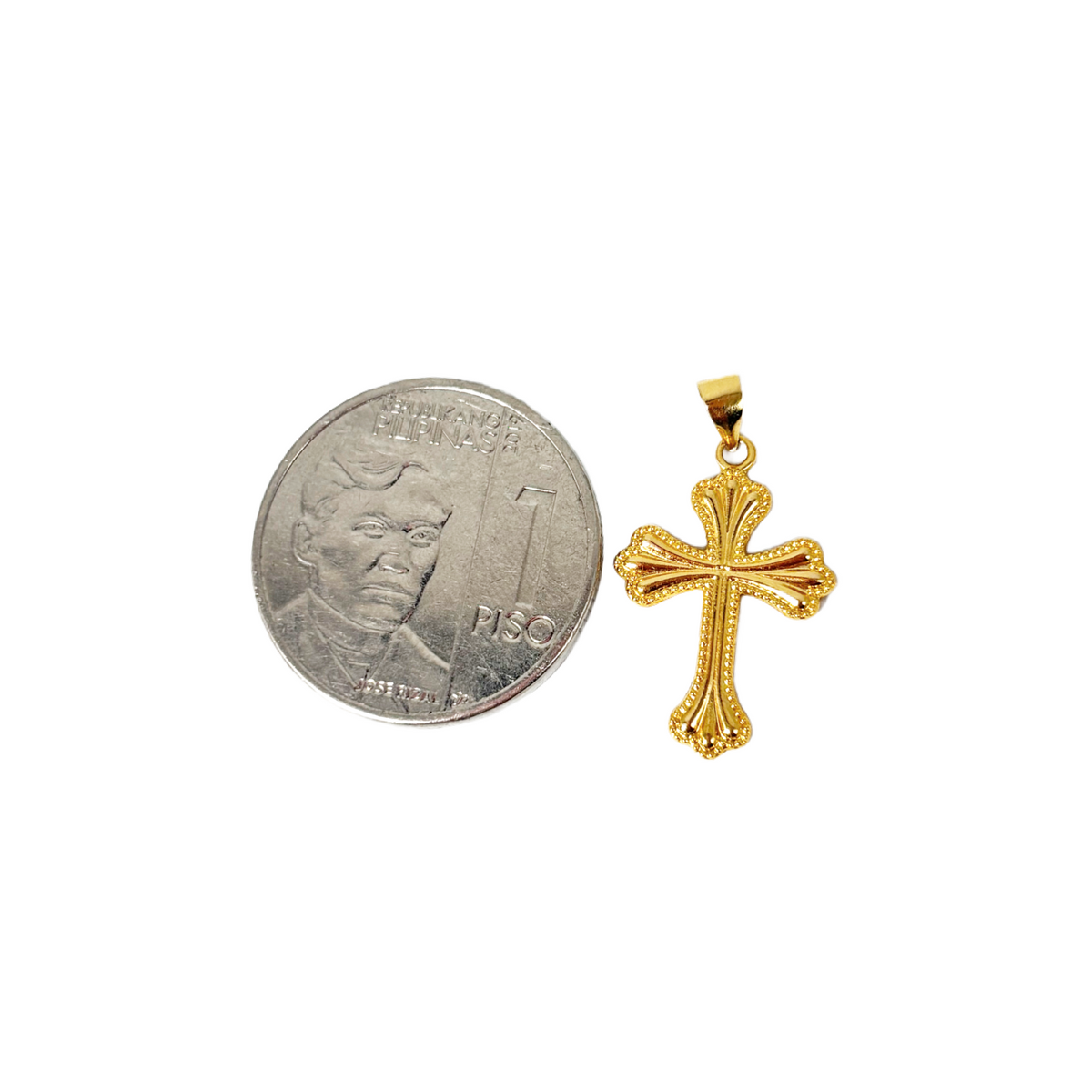 MT - MAKAPAL Micro Paperclip Chain 20' + 18k Saudi Gold Cursive Cross Style Pendant