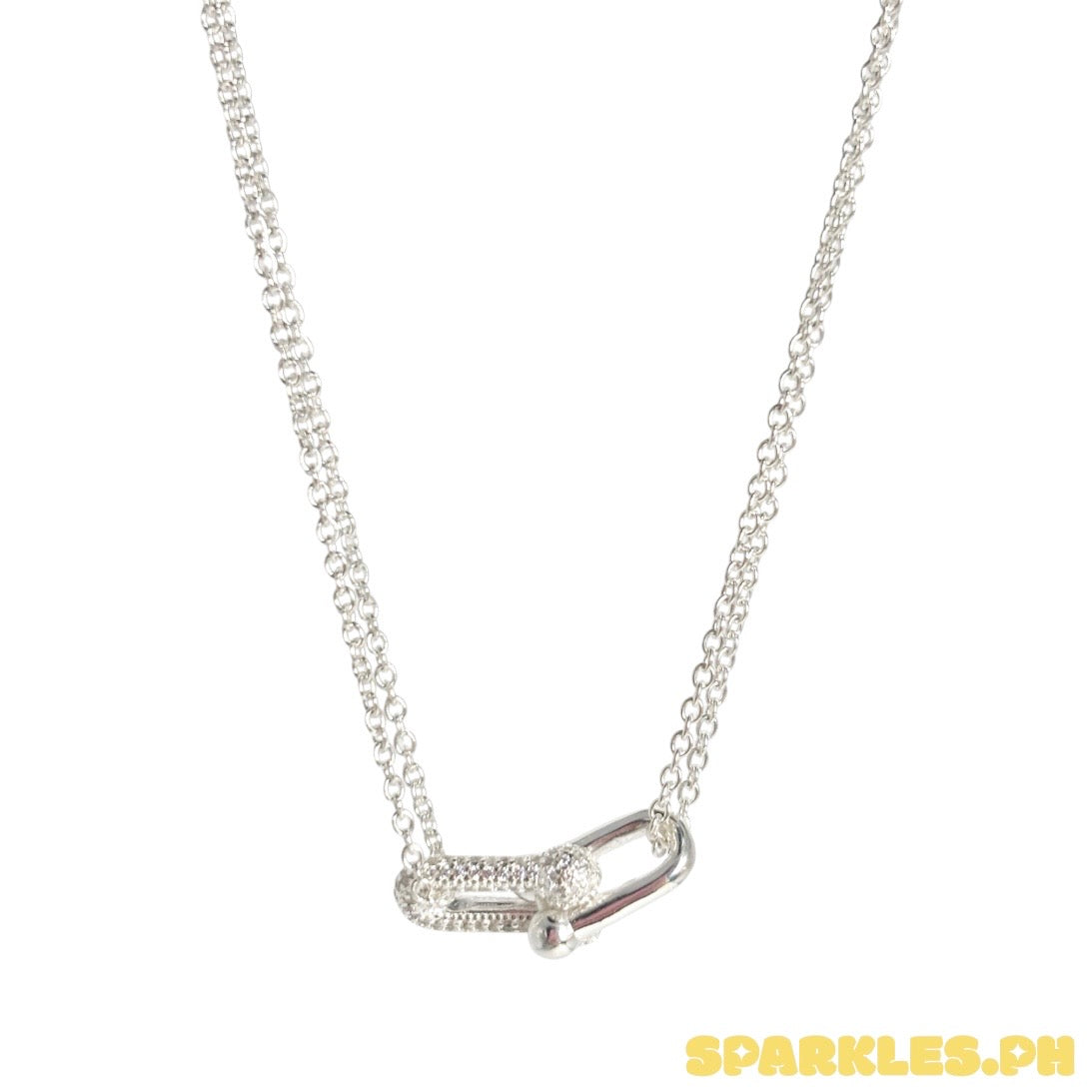 MT - 92.5 Sterling Silver - Double Layer U Bar Necklace