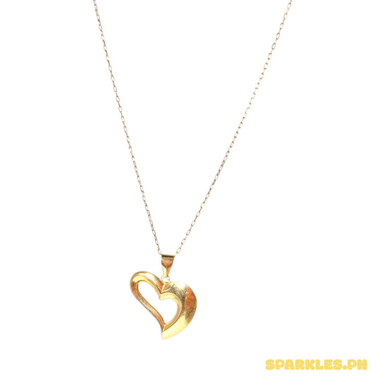 18k Saudi Gold Karkar Chain 18" + 18k Saudi Gold Classic Heart Pendant
