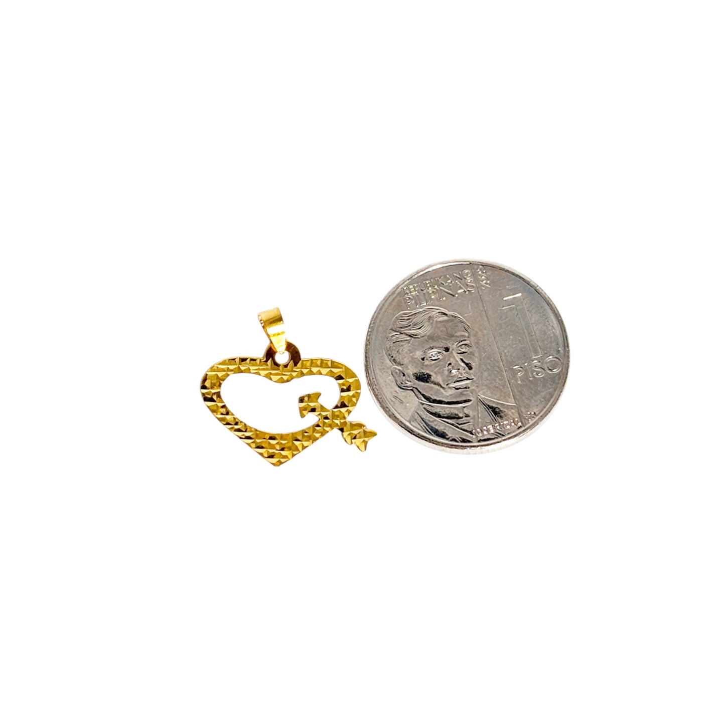 18k Saudi Gold Diacut Cupid Heart Pendant - SKU-OINMZE5L