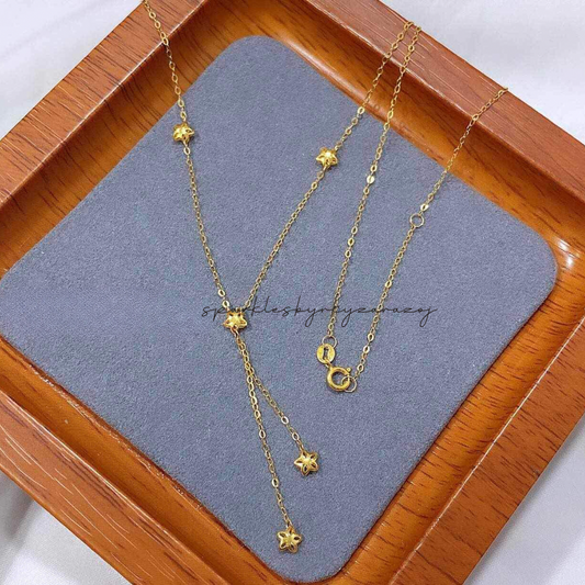 Falling Star Necklace Solid 18k Saudi Gold