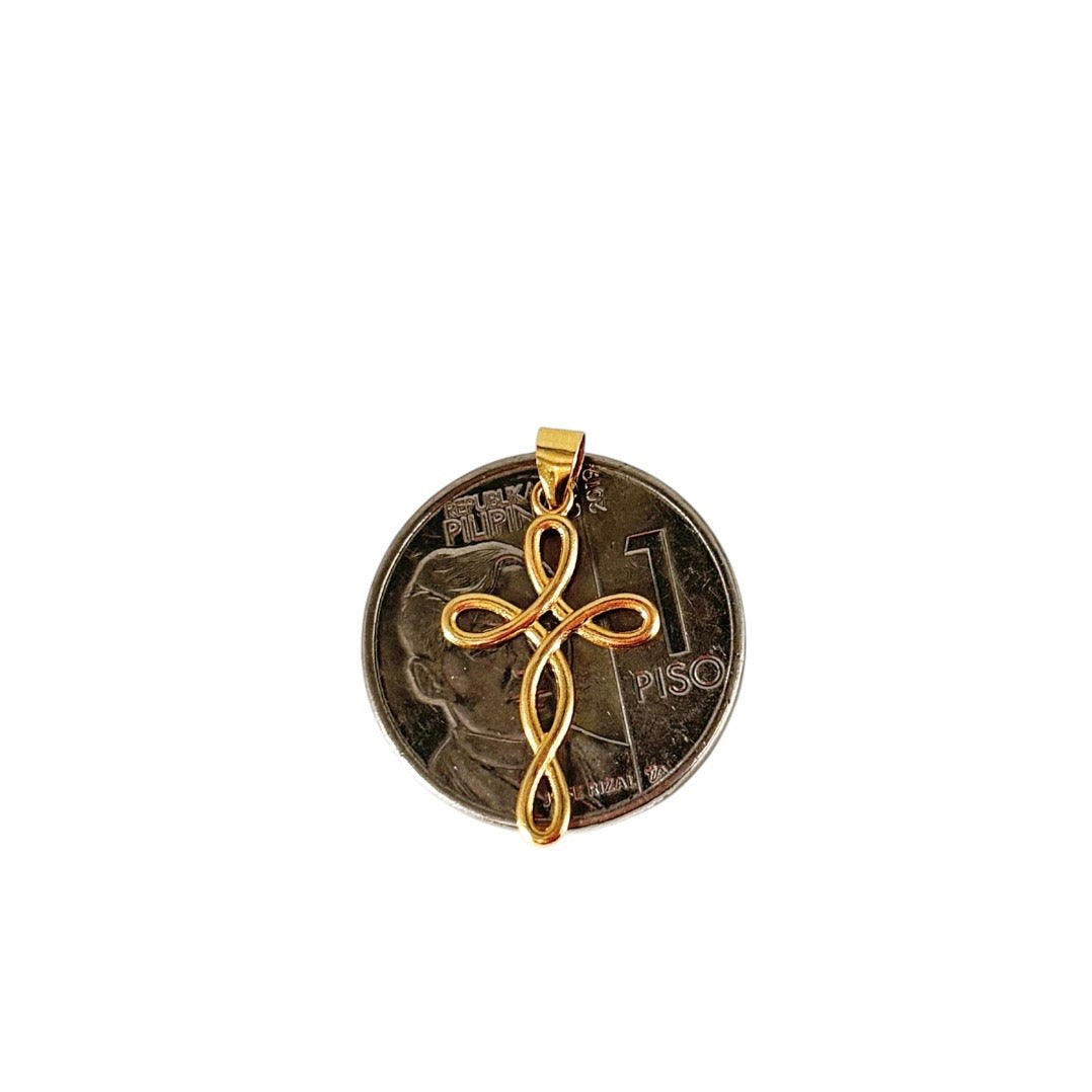 18k Saudi Gold Figaru Chain 20" + 18k Saudi Gold Twisted Cross Pendant