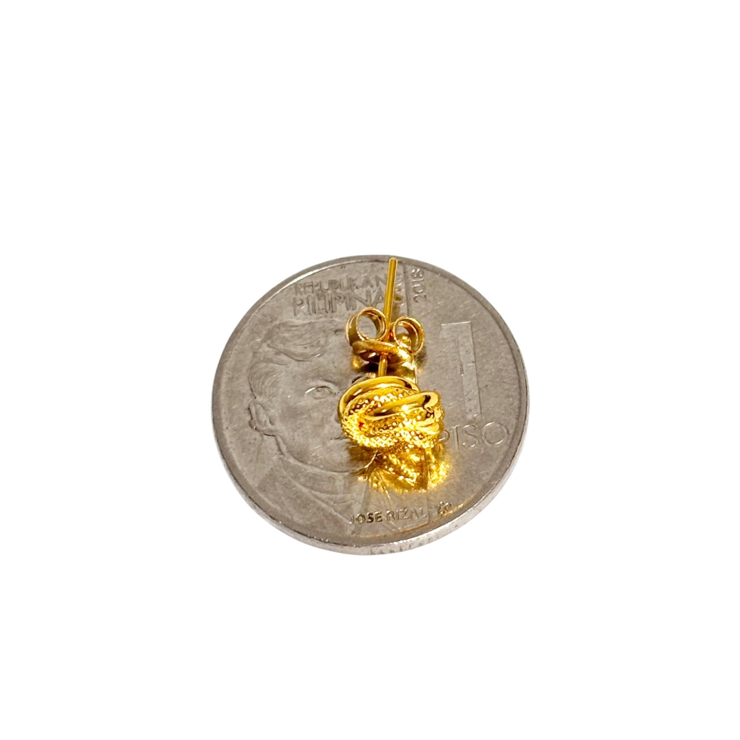 18k Saudi Gold EF Ensaimada Earring - SKU-5E9BYMWE