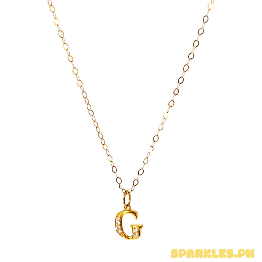 18k Natural Diamond - Yellow Gold Initial G Necklace