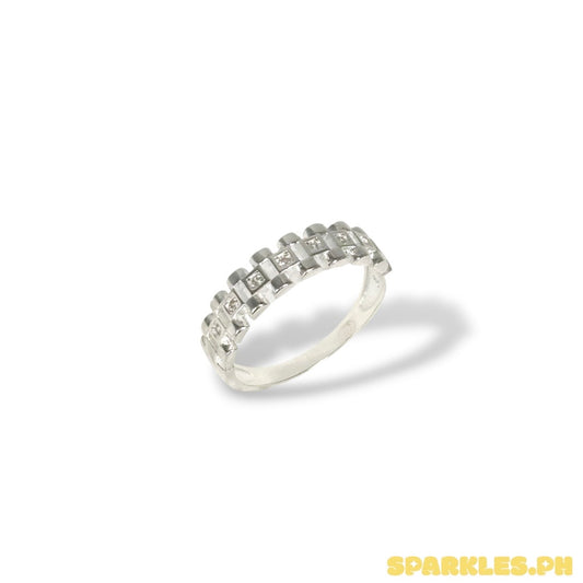 MT- 92.5 Sterling Silver - Patterned Band Ring Size 10