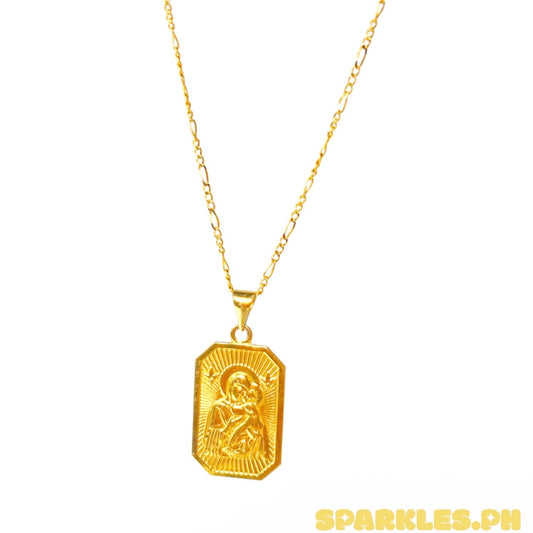 18k Saudi Gold Figaru Chain 16” + 18k Saudi Gold Devotion Pendant